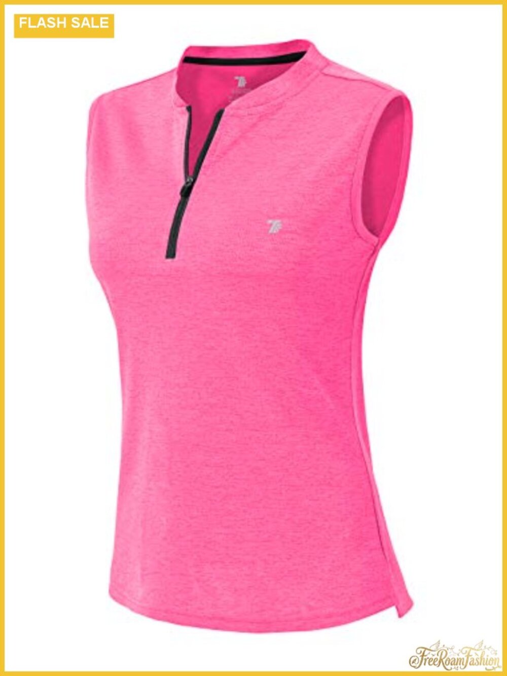 Women's Sleeveless Golf Polo Tank Top Zip Up Dry Fit UPF 50+ Tennis Workout